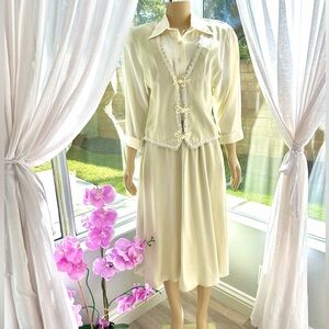 Vintage 70s Jody California Midi Dress Long Sleeve Size 9(M) Embroidered